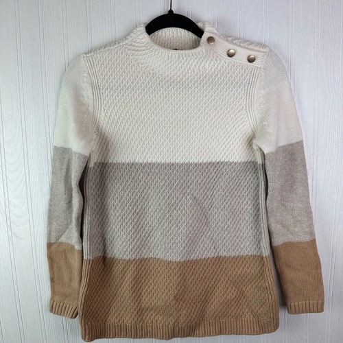 Talbots Women's Petite Sweater size P Cream, tan, gray