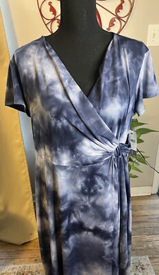 Lane Bryant Wrap Dress Size 14 16 Petite Midi Tie Dye V Neck