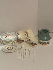 Vintage Chilton Globe Toy Serving Pieces Plastic Cups Plates 19 Pieces