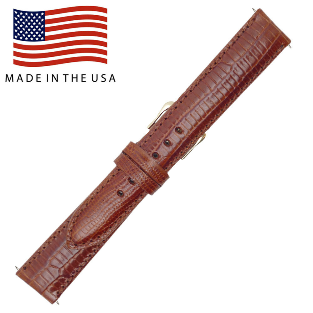 【日本入手困難】BC-18 20MM IN LIZARD EMBOSSED CALFSKIN 18mm Cognac Genuine Calf Lizard Print Watch Strap MADE IN