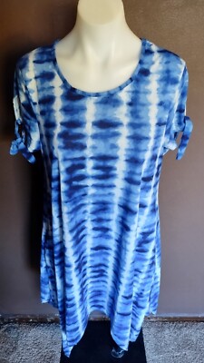 Women's Blue Tie Dye BOBBIE BROOKS Stretch Summer Dress