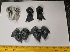 Vintage Gray Shoe Clips Bows Lot Of 3 Bows Leather