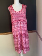 PrAna Calico Dress Azalea Feather Geometrical Print Stretch Pink Sz Medium