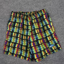 Vintage Nike Shorts Mens Large Multicolor Geometric Swim Trunks Mesh Lined