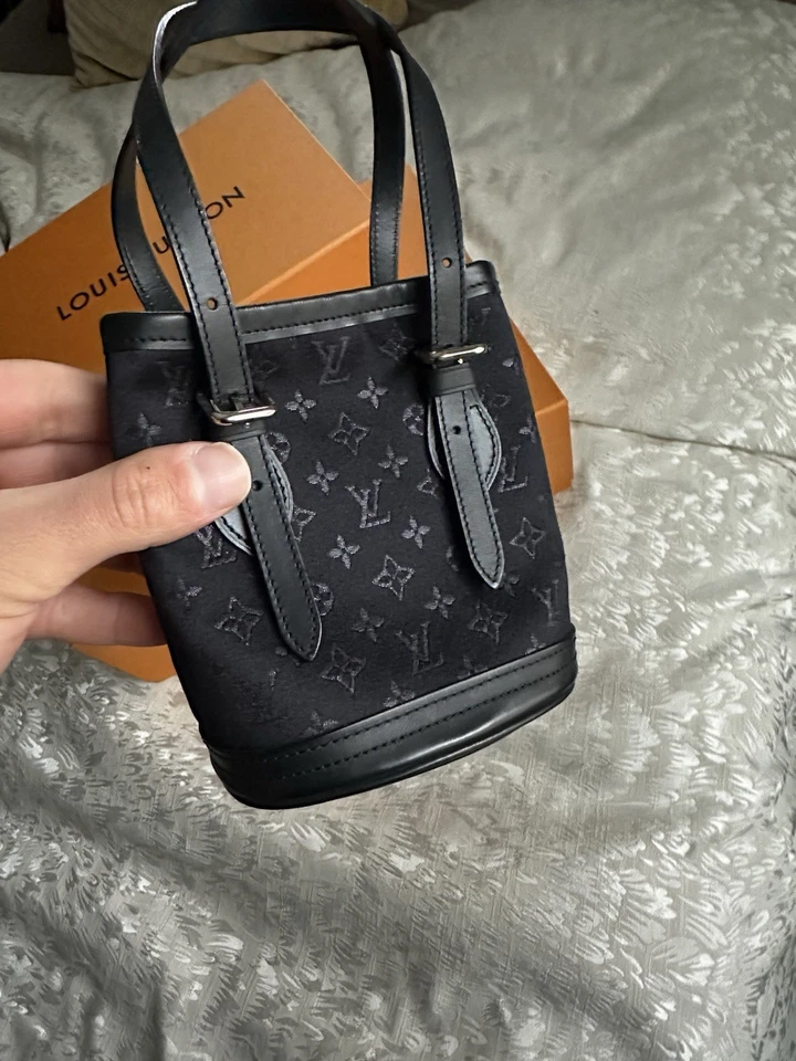 Louis Vuitton Monogram Satin Little Bucket Mini Handbag M92144 Noir 241213N - Image 4 of 4