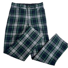 JANIE and JACK Boys Plaid Pants Evergreen Castle Green Navy Size 8 Adjustable