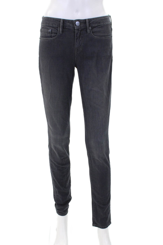 Vince Womens Cotton Zip Button Stripped Skinny Jeans Gray Size EUR 26