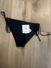 Cyn & Luca Women’s Large Tie Bikini Black Swim Bottoms Sexy Beach NWT