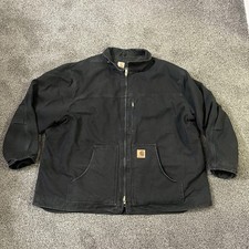 Carhartt C61 BLK Chore Jacket Size 4XL Coat Large Black Sherpa Lined Distressed