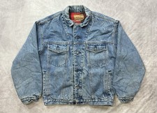 Vintage GAP Denim Jacket Size M Blue Jean Trucker 90s Work Force Flannel Lined