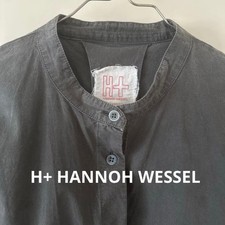 H HANNOH WESSEL No-Collar Shirt Dress in Sumi Gray, Free Size