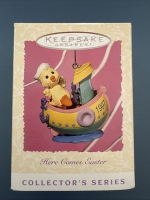 Hallmark Keepsake Ornament 1996 Here Comes Easter #3 in Series Bunny and Chick