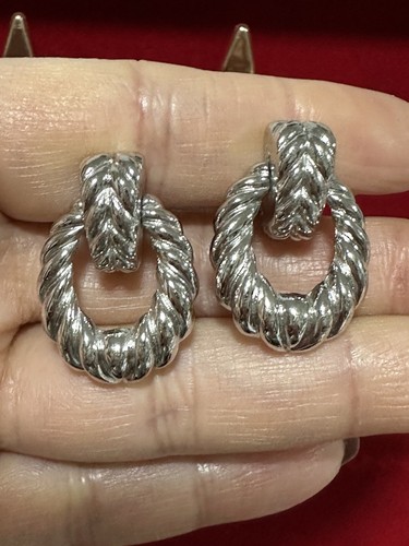 Vintage Earrings Christian Dior Germany Silvertone Clip on - Picture 1 of 16