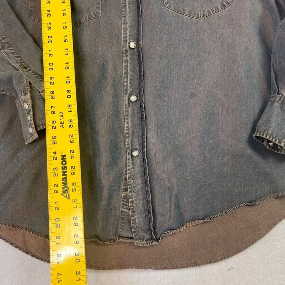 Acorn by Bob Goldfeder Mens M Blue Tencel Pearl Snap Shirt Made In Italy - Image 2 of 4