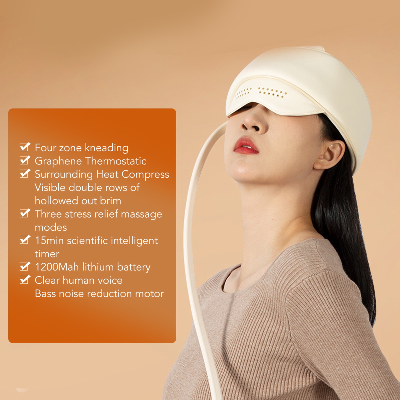 Electric Head Massager 3 Speeds Heating Hot Compress Kneading Electric Head Eye
