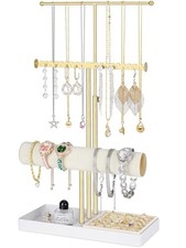 3-Tier Jewelry Stand Jewelry Organizer Necklace  Bracelet Organizer with Gold