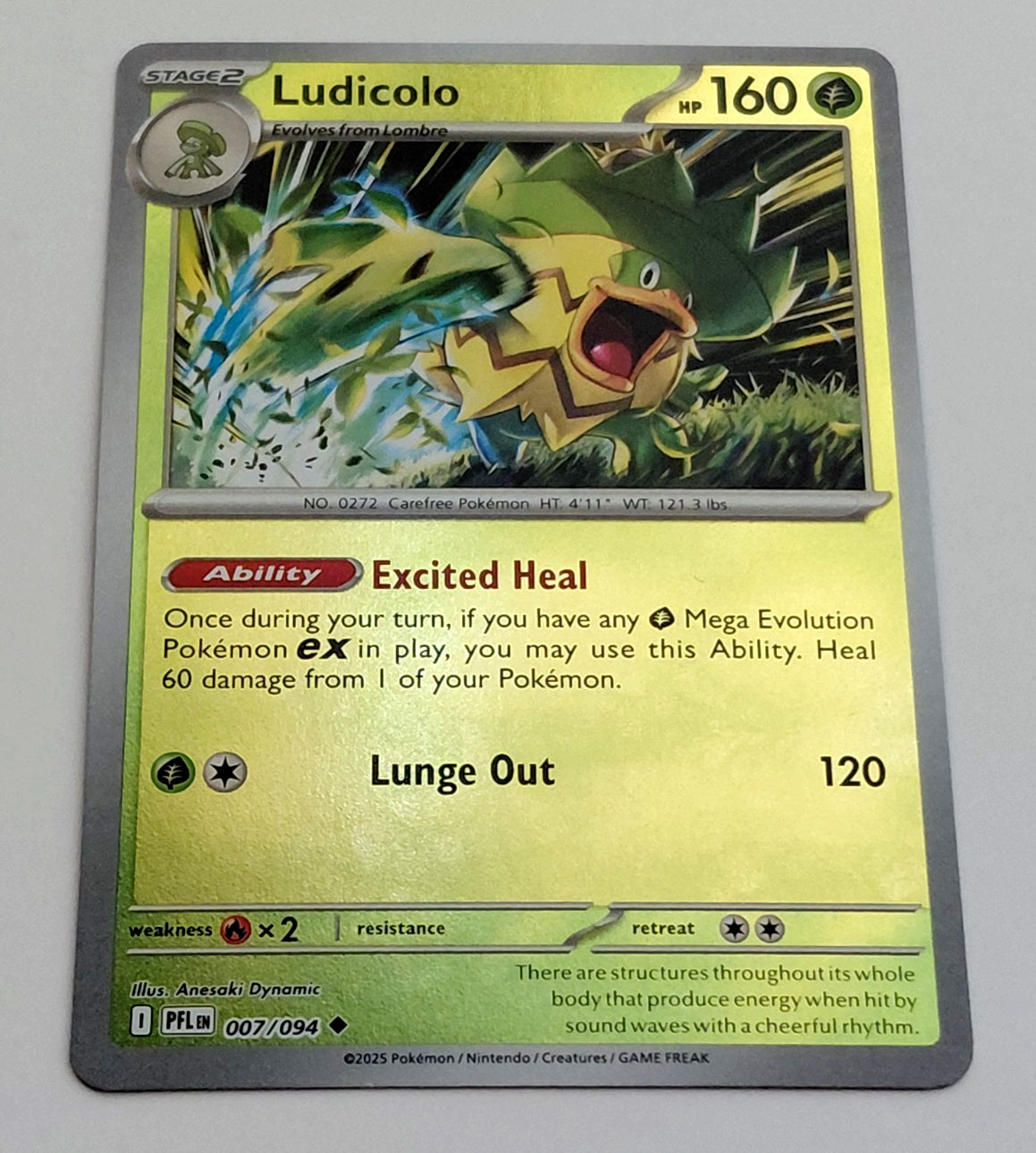2025 POKEMON LUDICOLO 007/094 HOLO CARD