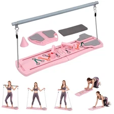 6-in-1 Pilates Board Reformer Kit, Multifunctional Foldable Home Pilates Equipme