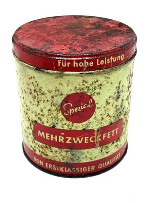 Blechdose alt Mehrzweckfett befüllt Vintage Werkstatt Oldtimer #13661