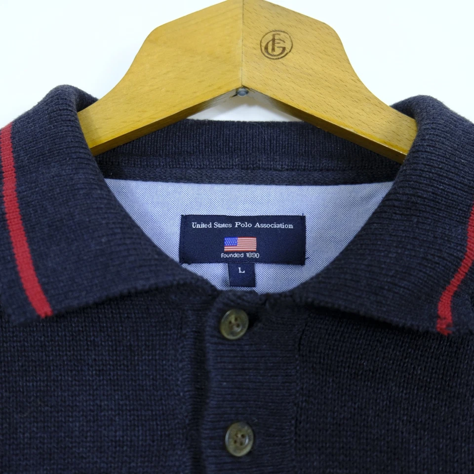 Us Polo Assn Vintage Pullover Uomo Taglia L Cotone Blu Casual Comodo Invernale - Imagen 3 de 4