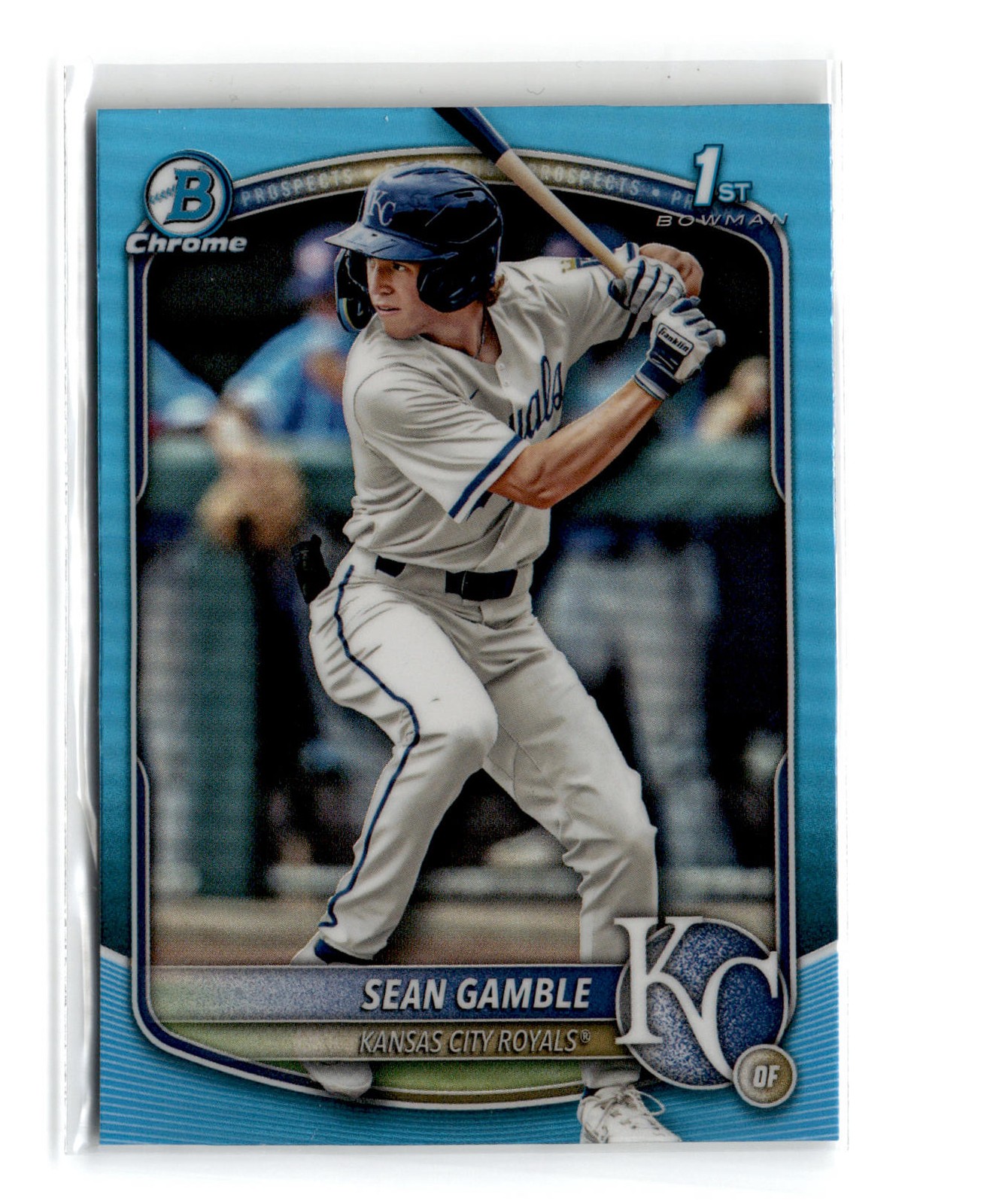 Sean Gamble 2025 Bowman Draft Chrome 1st Sky Blue Refractor #BDC-178 Royals