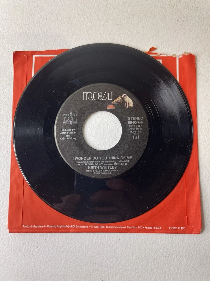 Keith Whitley 45rpm Vinyl Record - Country Music - Image 2 of 2