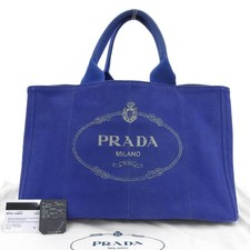 Prada Canvas Canapa Tote Bag Women Blue One Size 679843
