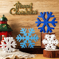 4 Pcs Winter Wooden Snowflakes Decor Tabletop Decorations Christmas Snowflake Si