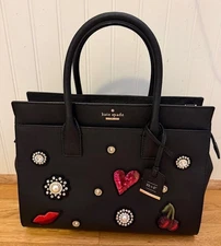 Kate Spade Rodan + Fields Cameron Appliqué Saffiano Leather Satchel (Black)–NEW!