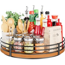 12" Lazy Susan Turntable Organizer - Oak Wood Lazy Susan for Cabinet Kitchen ...