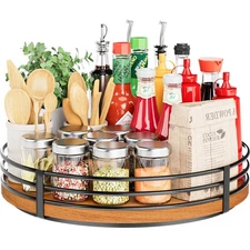 12" Lazy Susan Turntable Organizer - Oak Wood Lazy Susan for Cabinet Kitchen ...