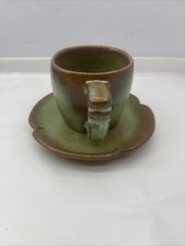 Frankoma Plainsman Prairie Green Cup and Saucer -  5C Cup and 5E Saucer