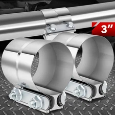 2Pcs 3" T304 Stainless Steel Lap Joint Band Muffler Exhaust Pipe Clamp Sleeves