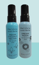 PACIFICA INDIAN COCONUT NECTAR  DREAM MOON HAIR  BODY MIST 2 OZ NWOB LOT OF 2
