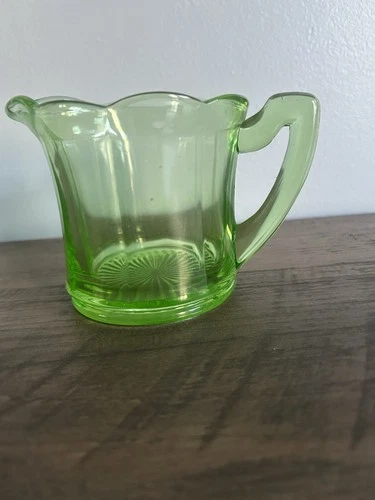 Vintage Uranium Glass Creamer Cup