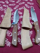 Pair Of Japan Maxam MX-1 & MX-2 Hunting Knives 440 Stainless Wood Handle