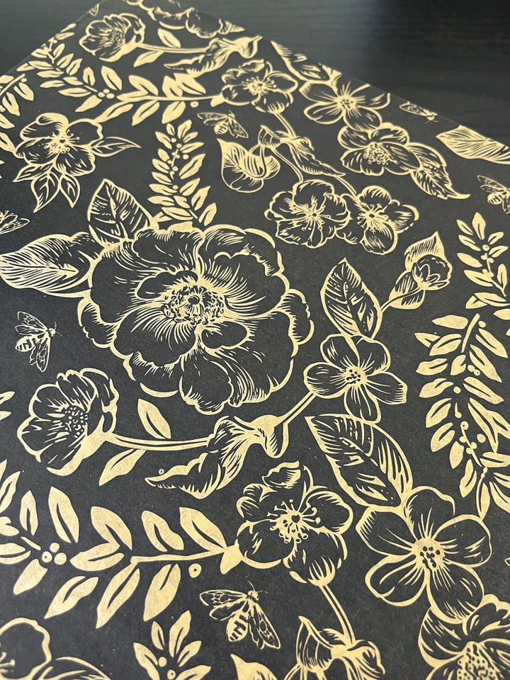 BLACK TIMELESS FLORAL Design Tissue Paper Sheets Choose Size & Package Amount - Image 2 of 4