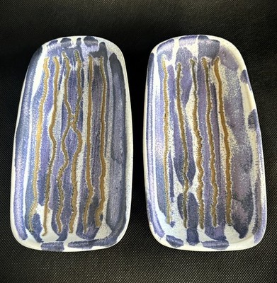 Rare Vtg Mid Century Modern Martz Marshall Studios Set of 2 Trays #138 Signed 