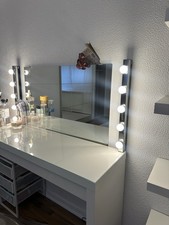 Schminktisch LED Beleuchtung, Spiegel, Hocker, Schublade