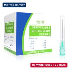21G 1 inch Lab Dispensing Luer Lock Needles with Caps, Disposable Sterile Wrappe