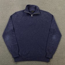J.CREW Cashmere Sweater Mens Medium 1/4 Zip Pullover Jumper Blue Soft