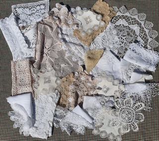 Vintage lace doilies table mats textile art slow stitch crafts lot of 28