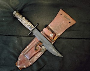 US Vietnam Camillus Blade Marked Jet Pilot Survival Fighting Knife Sheath Stone