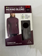 Merino Blend Women’s Top Performance Base Layer Purple Size Medium Long Sleeve