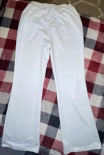Women's White Sweatpants M Knit Drawstring Stretch Straight Leg Athleisure