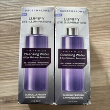 2-Bausch + Lomb Lumify Cleansing Water & Eye Makeup Remover 5.4 oz (160mL) Each.