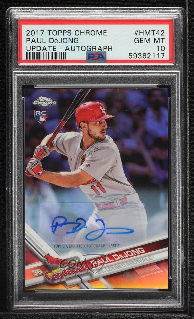 2017 Topps Chrome Update Refractor Paul DeJong PSA 10 GEM MT Rookie Auto RC 0c37