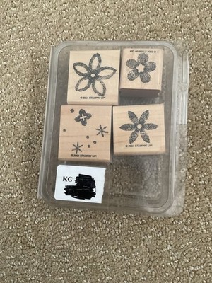 Stampin  Up! Burst into Bloom Mounted Rubber Stamp Set 2004 Retired Flowers