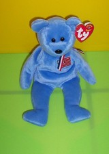 Rare RETIRED TY Beanie Baby America the Bear Plush with TAG Errors