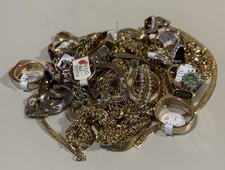 Vintage 1980s Gold Plated Jewelry Lot For Scrap Gold Repairs Repurpose 290g